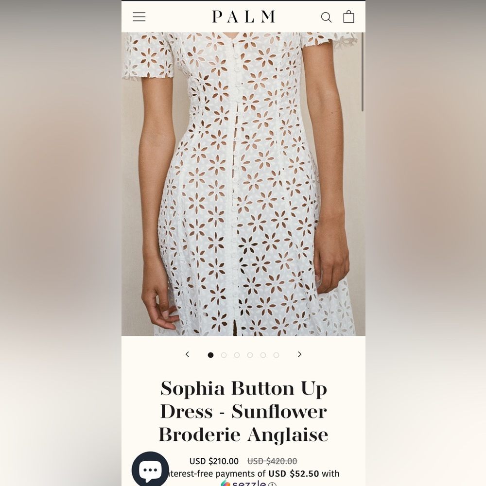 PALM Sophia Button Up White Eyelet Dress Coverup NWT - Picture 14 of 16